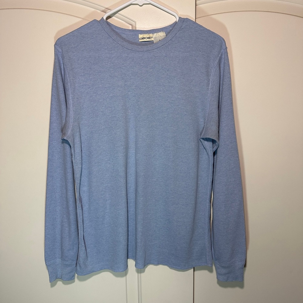 Vintage Cherokee Long Sleeve Top‎ Knit Thermal Shirt Comfy Casual Blue L